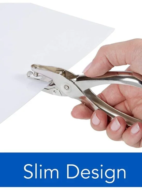 1 Hole Punch, 5 Sheet Capacity Hole Puncher, Single Hole Paper Punch, Chrome 740 - Picture 5 of 12
